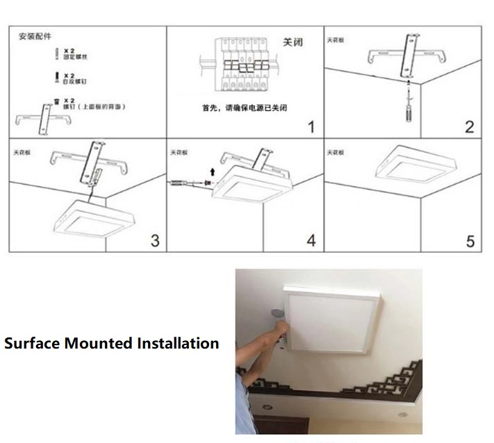 China Factory New Arrived LED Square PMMA Diffuser Back Lit Panel Ceiling Wall Mount Light