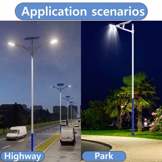 Lampione stradale a pannello solare a LED a risparmio energetico per strada esterna impermeabile ad alta luminosità IP65 con palo