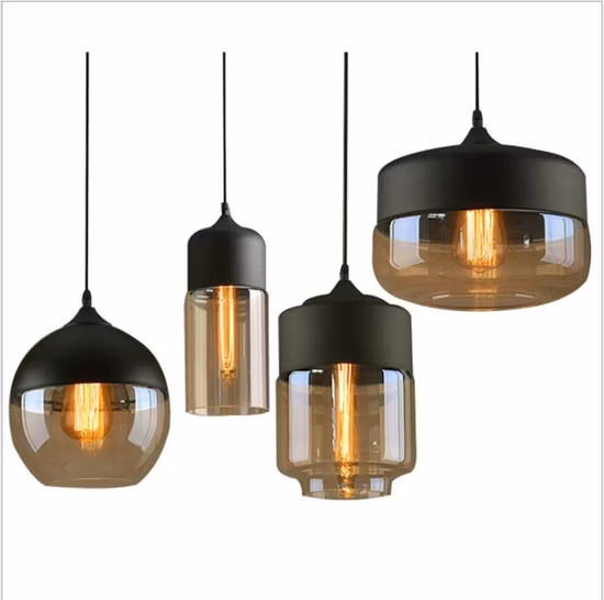 Moderno vintage industriale ristorante bar sala da pranzo casa lampadario interno decorazione decorativa a sospensione luce illuminazione a soffitto in vetro LED E27 E26 lampada a sospensione